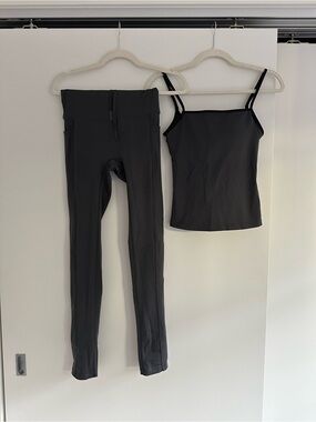 Exercere - Women's Black High-Rise Leggings & Camisole Set